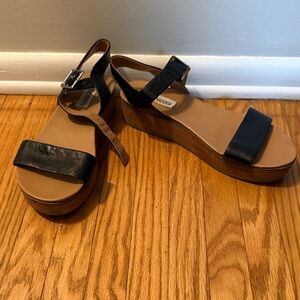 Steve Madden Black and Tan Platform Wedge Sandals